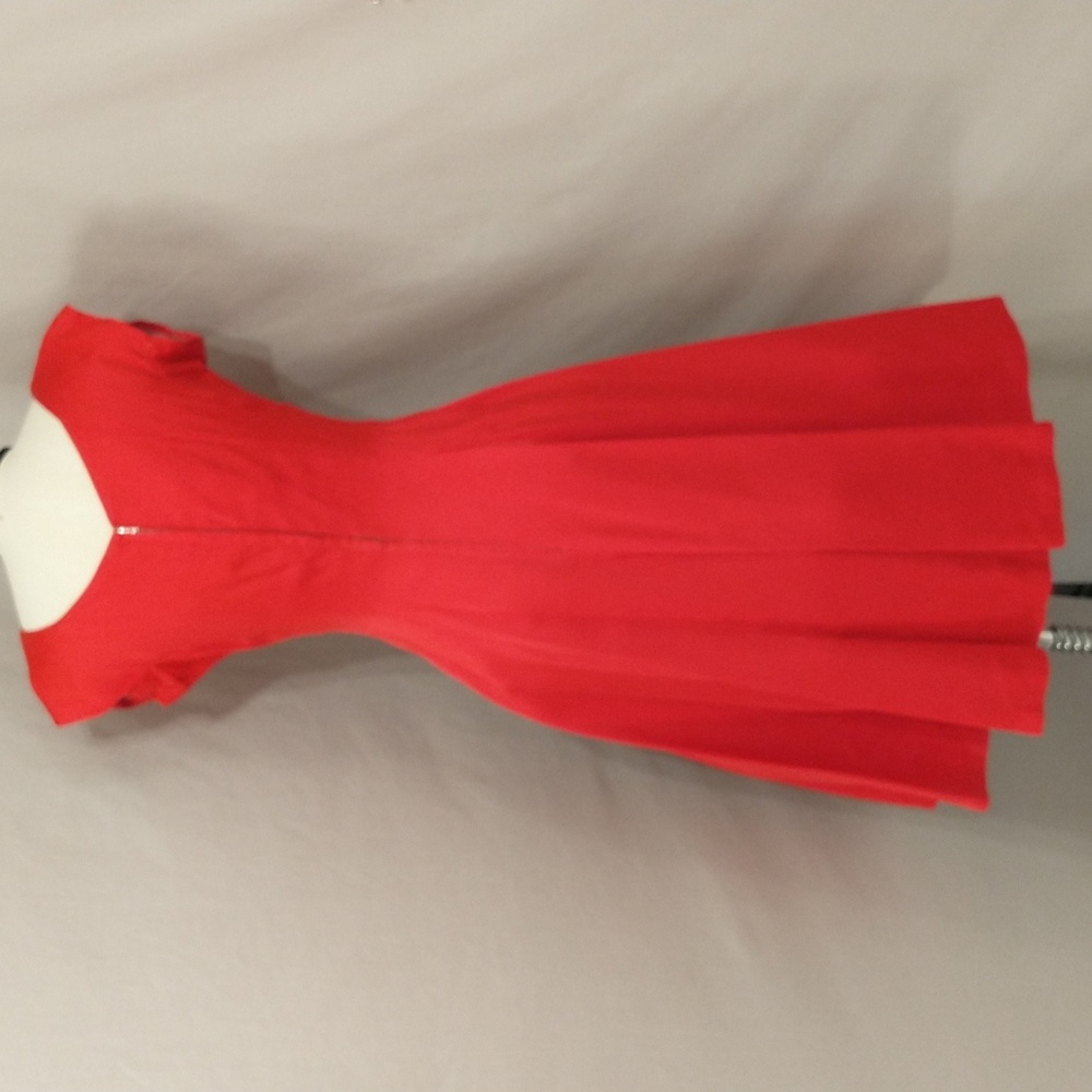 Red Satin Fifties Party Dress Vintage 50's Feminine Fit and Flare made in USA - Picture 5 of 14